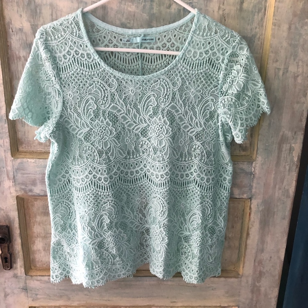 Lace blouse mint green